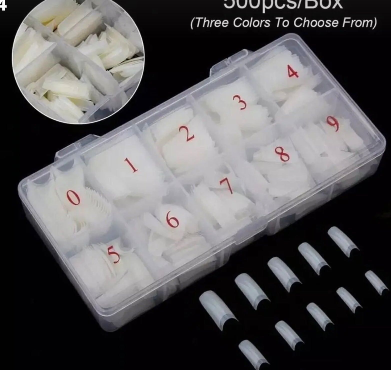 500'LÜ PROTEZ TIRNAK NUMARALI YARIM AY TİPS KEMİK RENK