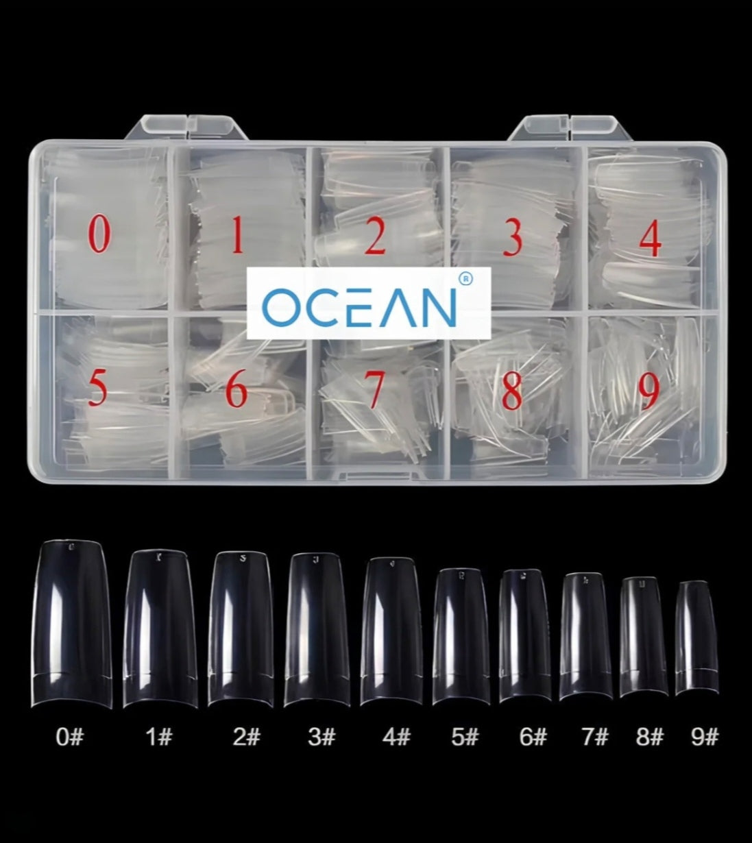 500'LÜ PROTEZ TIRNAK NUMARALI YARIM AY TİPS ŞEFFAF